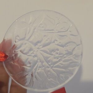 Vintage 1988 Lalique Clear Glass Mistletoe Ornament